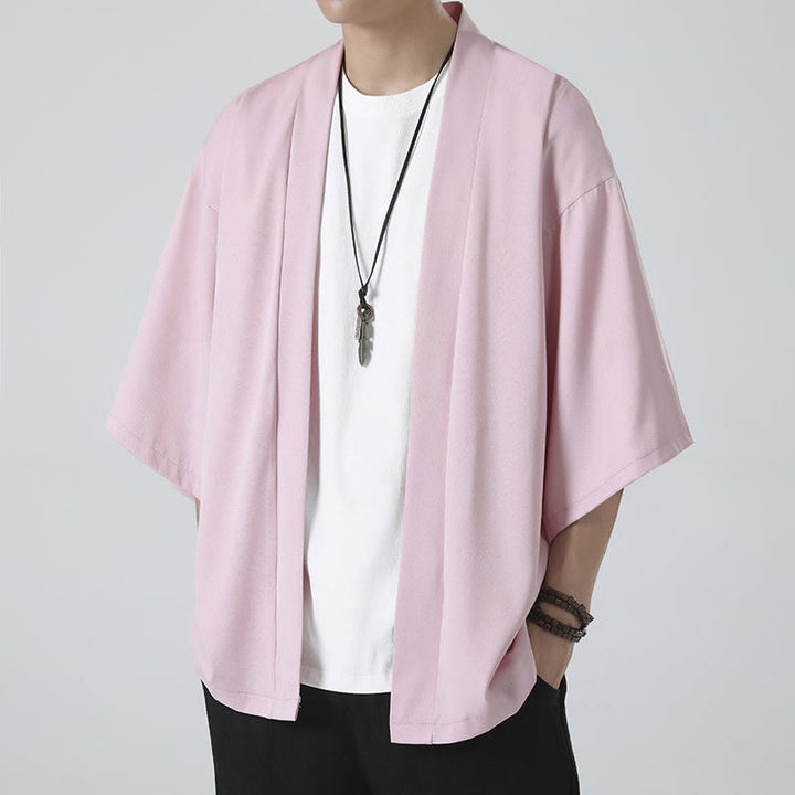 Buddha Stones, einfarbige, offene Herren-Kimono-Jacke - image 19