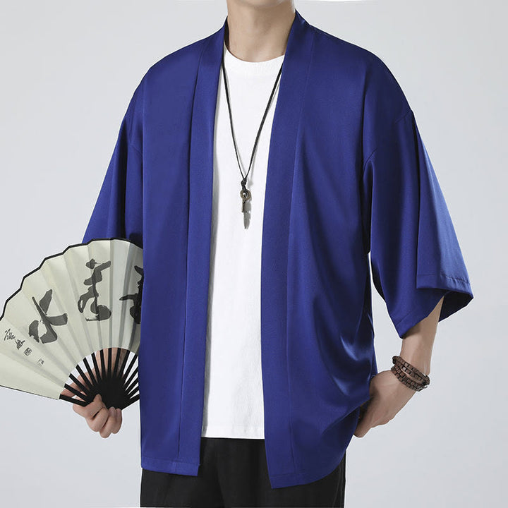 Buddha Stones Einfarbige offene Jacke vorne für Herren Kimono - image 22