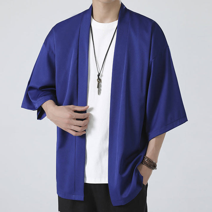 Buddha Stones, einfarbige, offene Herren-Kimono-Jacke - image 22