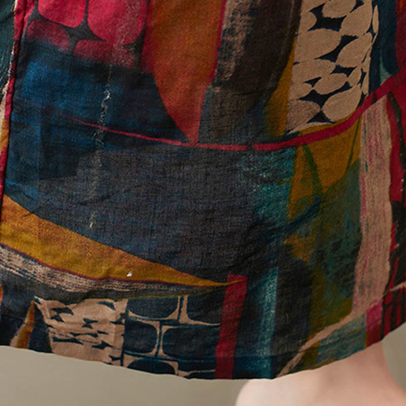 Buddha Stones – Midikleid mit bunten Grafiken, Baumwolle, halblange Ärmel, Tunikakleid mit Taschen - image 12