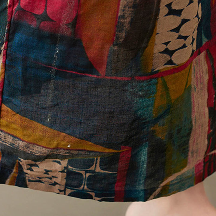 Buddha Stones – Midikleid mit bunten Grafiken, Baumwolle, halblange Ärmel, Tunikakleid mit Taschen - image 12