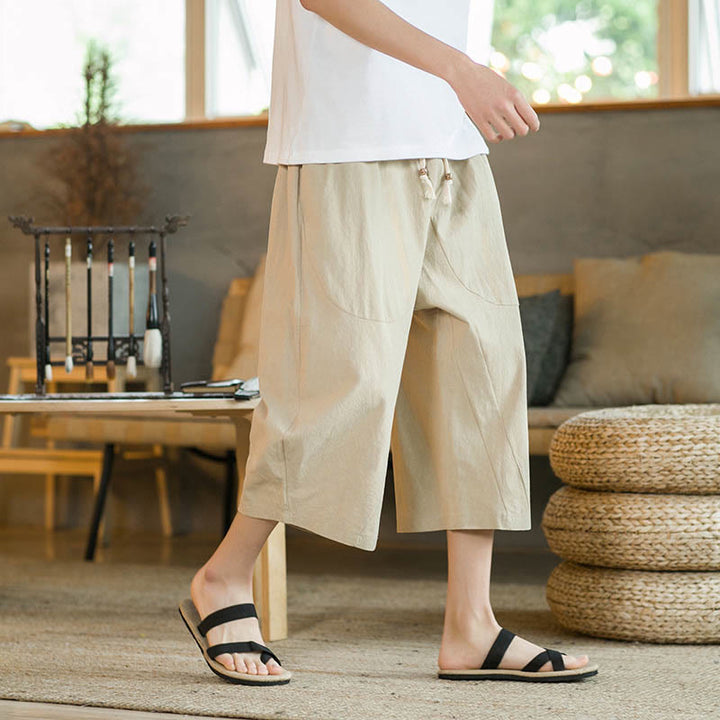 Buddha Stones Herrenhose mit weitem Bein, mittellang, einfarbig, mit Taschen - Khaki - US/ UK/AU46, EU56 (5XL) - image 2