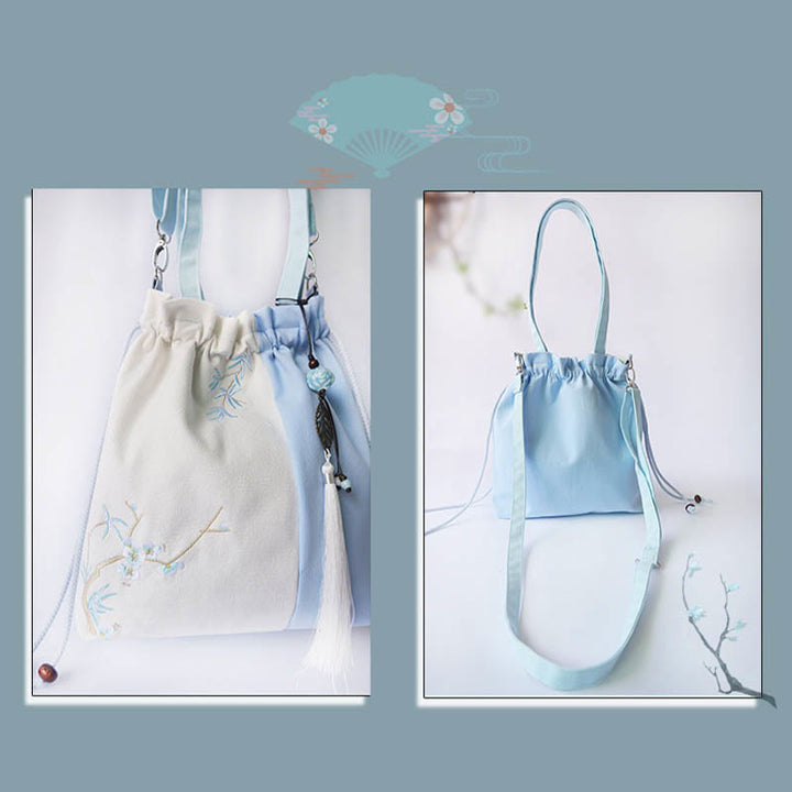 Buddha Stones Bestickte Grasblumen Kirschblüte Canvas Tote Crossbody Tasche Schultertasche Handtasche - image 15
