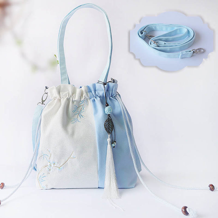 Buddha Stones Bestickte Grasblumen Kirschblüte Canvas Tote Crossbody Tasche Schultertasche Handtasche - image 13