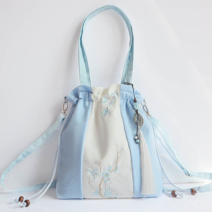 Buddha Stones Bestickte Grasblumen Kirschblüte Canvas Tote Crossbody Tasche Schultertasche Handtasche - image 17