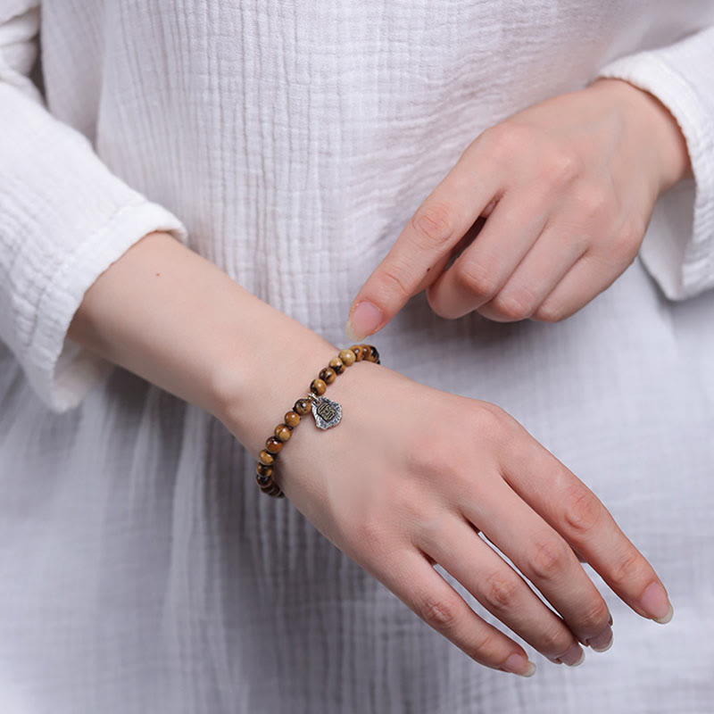 Buddha-Steine ​​925 Sterling Silber Natürliche goldene Seeweide Zakiram Göttin des Reichtums Glücksbringer Fu Charakter Erfolg Armband - image 5