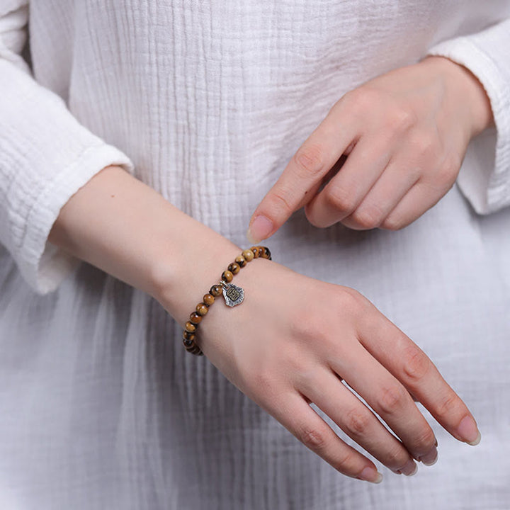 Buddha-Steine ​​925 Sterling Silber Natürliche goldene Seeweide Zakiram Göttin des Reichtums Glücksbringer Fu Charakter Erfolg Armband - image 5