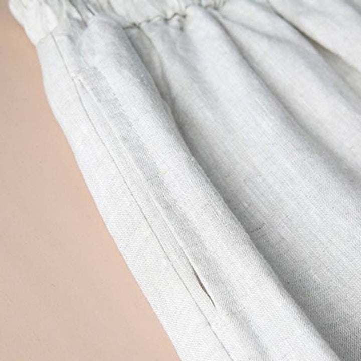 Buddha Stones Damen-Hose mit weitem Bein, lockere Passform, Baumwolle und Leinen, Stickerei, mit Taschen - image 4