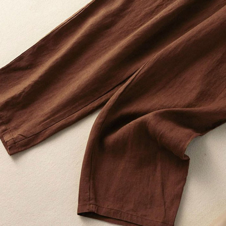 Capri-Haremshose mit Buddha Stones und Vintage-Stickerei, elastischer Bund und Taschen