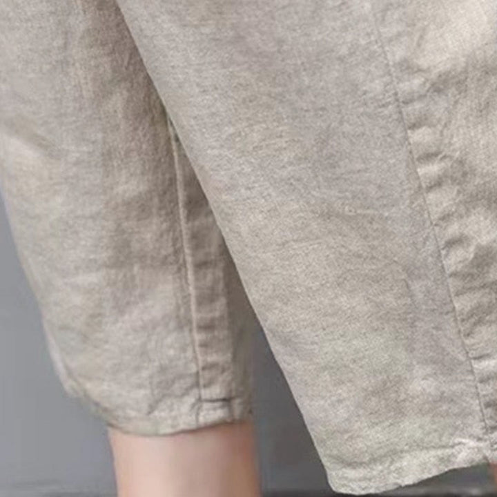 Capri-Haremshose mit Buddha Stones und Vintage-Stickerei, elastischer Bund und Taschen