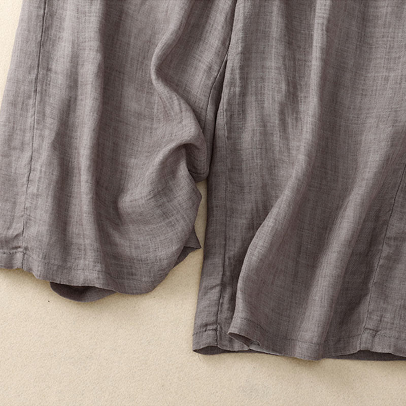 Hose mit weitem Bein und Blumendruck von Buddha Stones, hoher Taille, Kordelzug, Baumwollleinen und Taschen - image 9