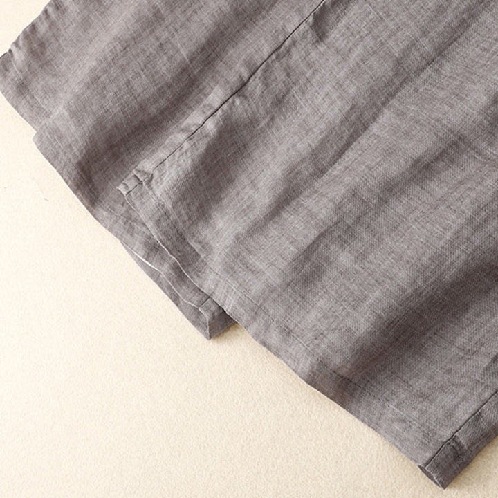 Hose mit weitem Bein und Blumendruck von Buddha Stones, hoher Taille, Kordelzug, Baumwollleinen und Taschen - image 10