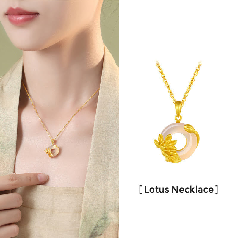 Buddha Steine ​​Natürlicher Weiß Chalcedon Frieden Schnalle Lotus Anhänger S925 Sterling Silber Halskette - image 5
