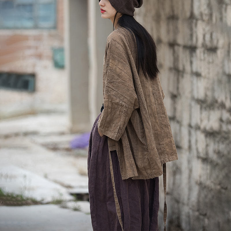 Buddha Stones Batik-Mantel mit Schnürung, Zen-Meditation, vorne offen, Oberteil - image 4
