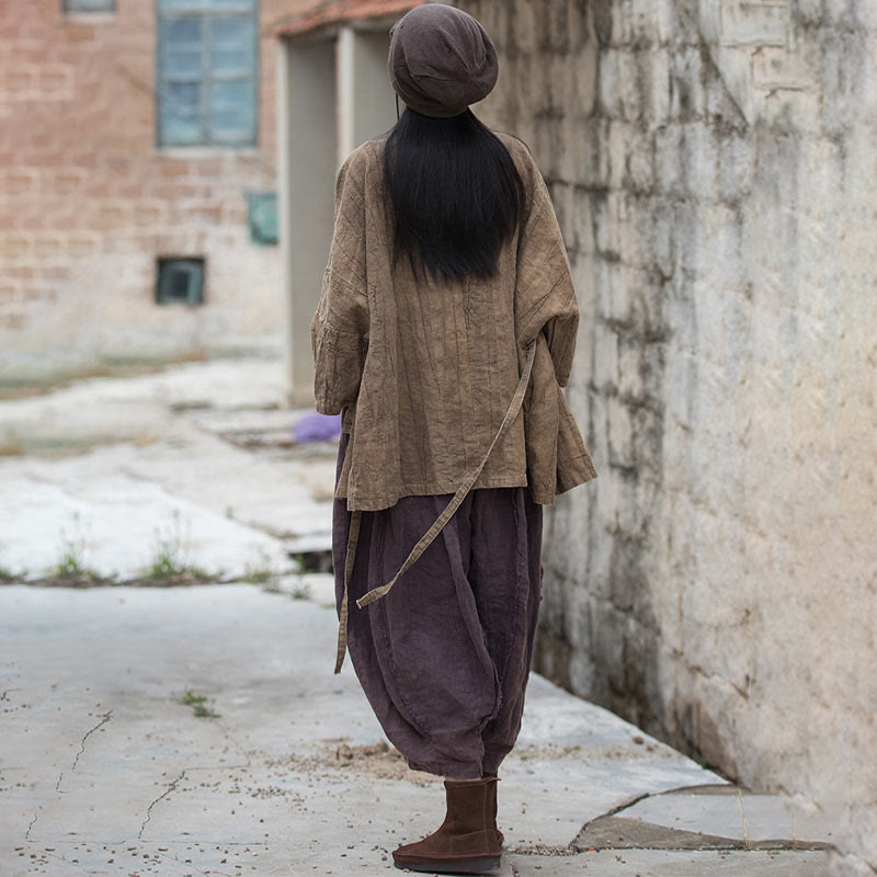 Buddha Stones Batik-Mantel mit Schnürung, Zen-Meditation, vorne offen, Oberteil - image 9