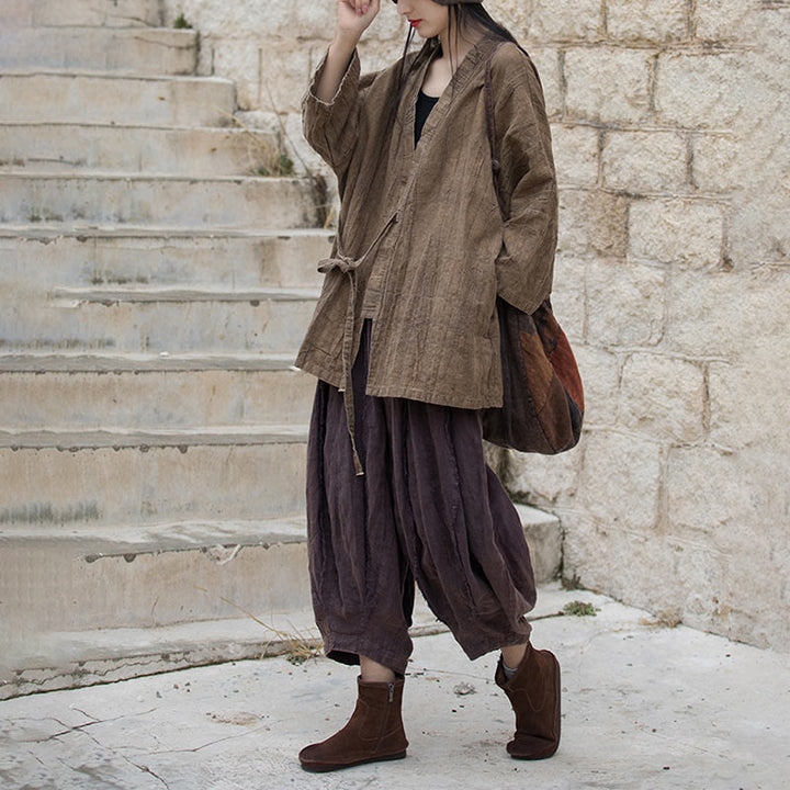 Buddha Stones Batik-Mantel mit Schnürung, Zen-Meditation, vorne offen, Oberteil - image 7