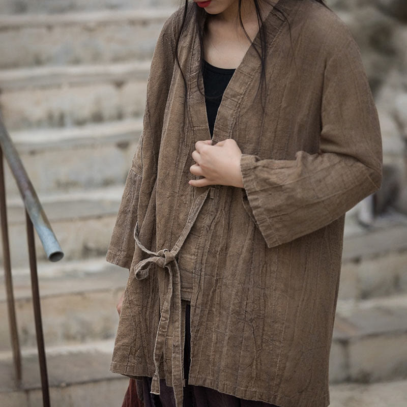 Buddha Stones Batik-Mantel mit Schnürung, Zen-Meditation, vorne offen, Oberteil - image 1
