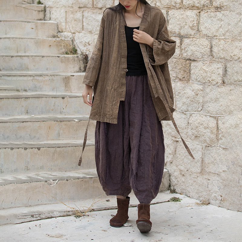 Buddha Stones Batik-Mantel mit Schnürung, Zen-Meditation, vorne offen, Oberteil - image 5