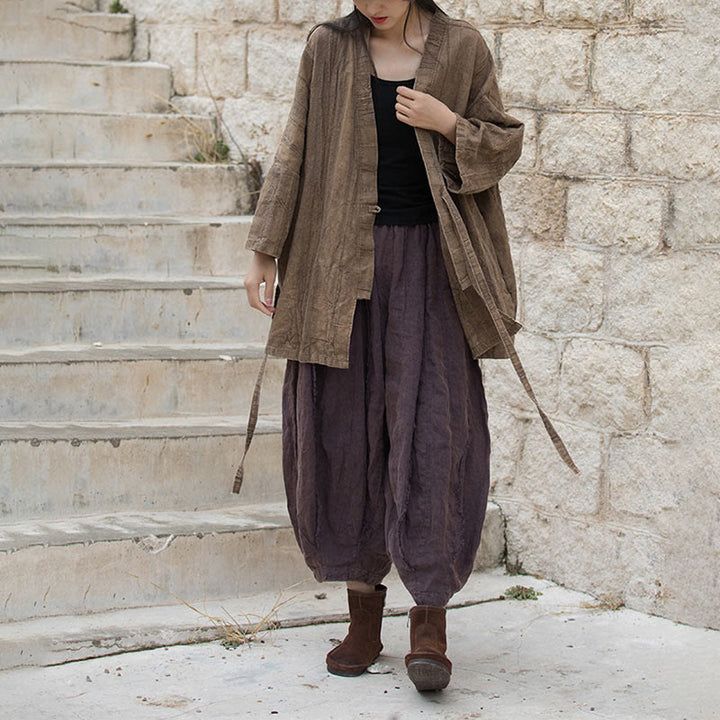 Buddha Stones Batik-Mantel mit Schnürung, Zen-Meditation, vorne offen, Oberteil - image 5