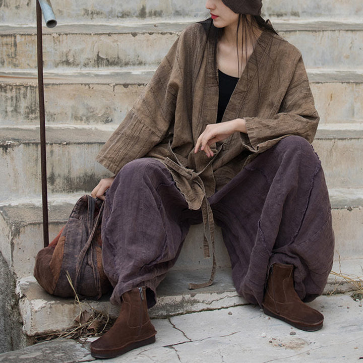 Buddha Stones Batik-Mantel mit Schnürung, Zen-Meditation, vorne offen, Oberteil - image 10