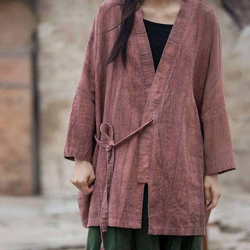 Buddha Stones Batik-Mantel mit Schnürung, Zen-Meditation, vorne offen, Oberteil - image 13