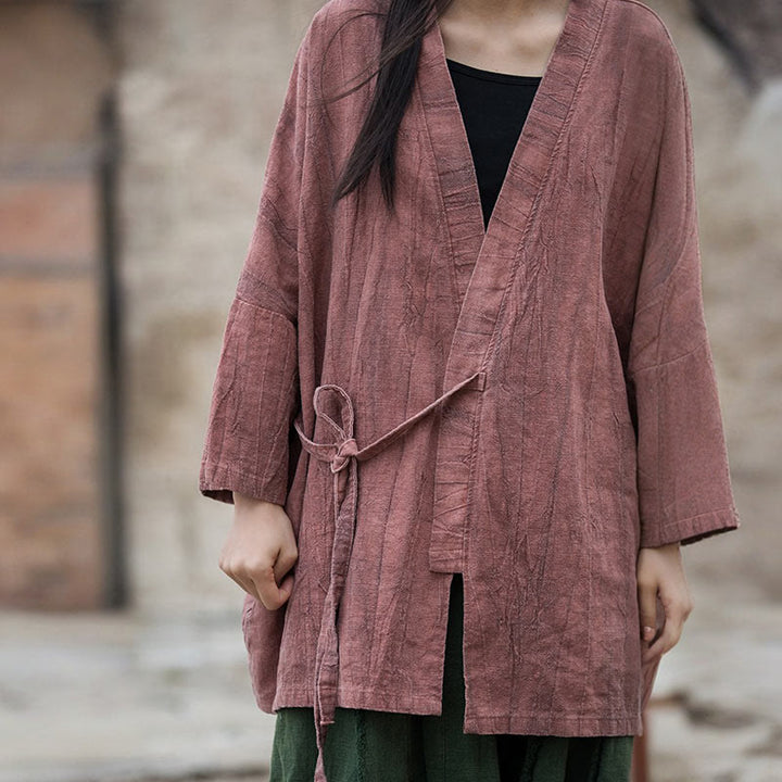 Buddha Stones Batik-Mantel mit Schnürung, Zen-Meditation, vorne offen, Oberteil - image 13