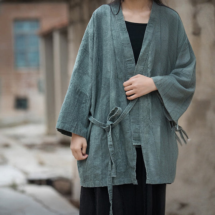 Buddha Stones Batik-Mantel mit Schnürung, Zen-Meditation, vorne offen, Oberteil - image 22