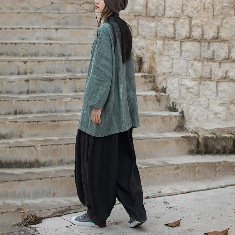 Buddha Stones Batik-Mantel mit Schnürung, Zen-Meditation, vorne offen, Oberteil - image 30