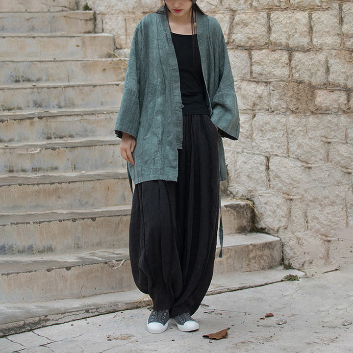 Buddha Stones Batik-Mantel mit Schnürung, Zen-Meditation, vorne offen, Oberteil - image 28