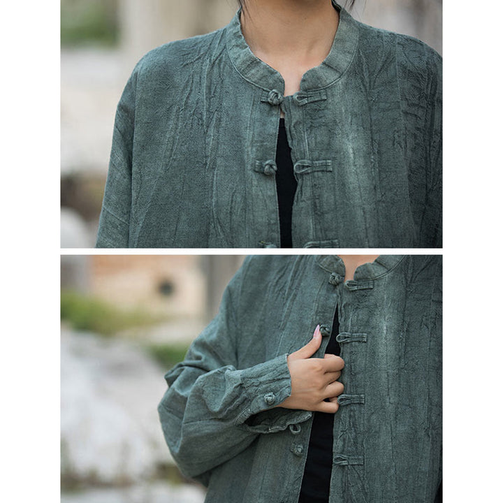 Buddha Stones Batik-Jacke mit Froschknöpfen, langärmelig, Zen-Meditation, offene Vorderseite - image 15