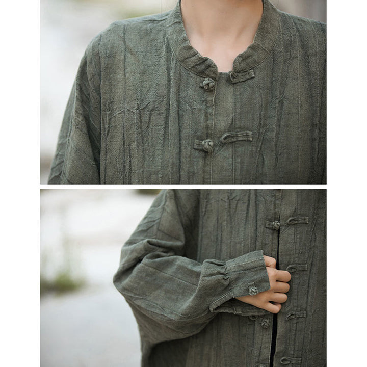 Buddha Stones Batik-Jacke mit Froschknöpfen, langärmelig, Zen-Meditation, offene Vorderseite - image 21