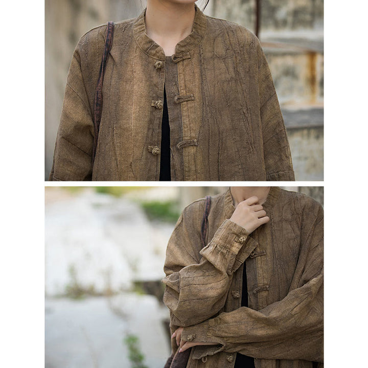 Buddha Stones Batik-Jacke mit Froschknöpfen, langärmelig, Zen-Meditation, offene Vorderseite - image 4