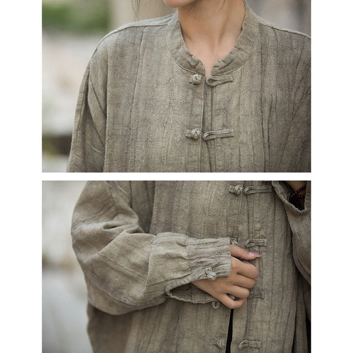 Buddha Stones Batik-Jacke mit Froschknöpfen, langärmelig, Zen-Meditation, offene Vorderseite - image 10