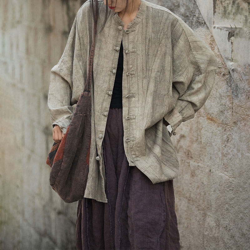 Buddha Stones Batik-Jacke mit Froschknöpfen, langärmelig, Zen-Meditation, offene Vorderseite - image 9