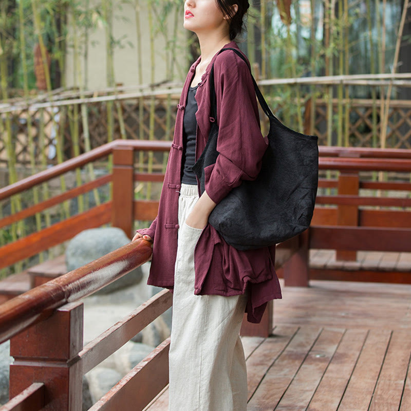 Buddha Stones Frog-Button Langarm Zen Meditation offene Vorderseite Jacke mit Taschen - image 11