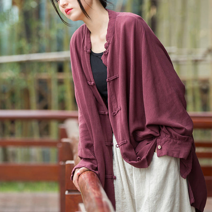 Buddha Stones Frog-Button Langarm Zen Meditation offene Vorderseite Jacke mit Taschen - image 3