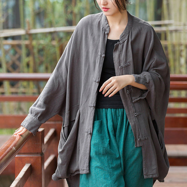 Buddha Stones Frog-Button Langarm Zen Meditation offene Vorderseite Jacke mit Taschen - Grau, US 4-14, UK/AU 8-18, EU 36-46 (F) - image 13