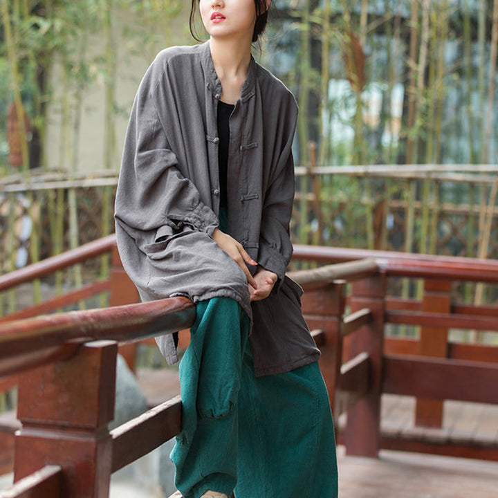 Buddha Stones Frog-Button Langarm Zen Meditation offene Vorderseite Jacke mit Taschen - image 20