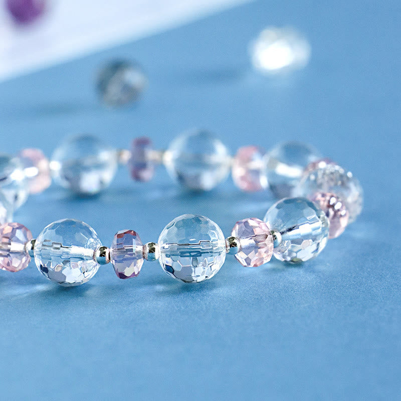 Buddha Stones Armband mit Charms , Weiß Kristall, rosa Kristall, Schutzstern - image 5
