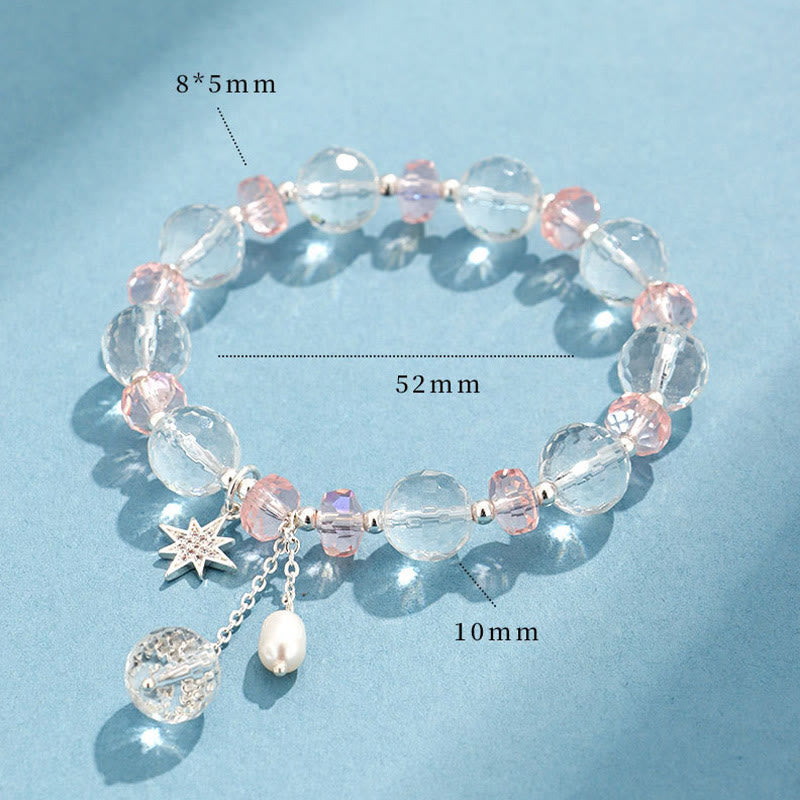 Buddha Stones Armband mit Charms , Weiß Kristall, rosa Kristall, Schutzstern - image 6