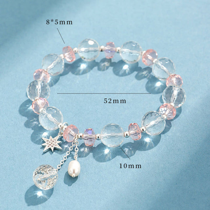 Buddha Stones Armband mit Charms , Weiß Kristall, rosa Kristall, Schutzstern - image 6