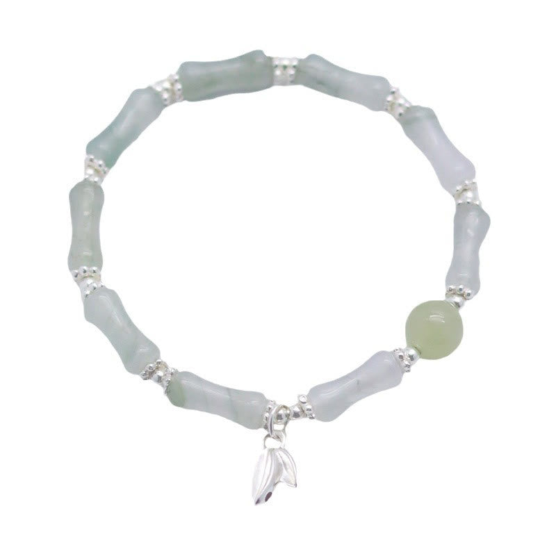 Buddha Stones 925 Sterling Silber Natur Tianshan Jade Bambus Charm Glücksarmband - image 8