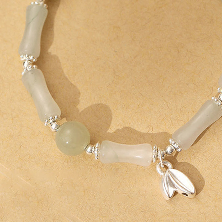 Buddha Stones 925 Sterling Silber Natur Tianshan Jade Bambus Charm Glücksarmband - image 2