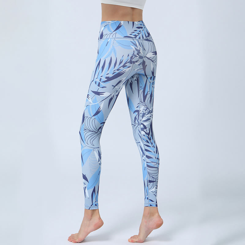 Buddha-Steine, Blumen, Blätter-Druck, Sport, Fitness, Yoga, hohe Taille, Leggings für Damen - image 11