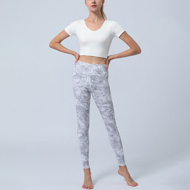 Buddha-Steine, Blumen, Blätter-Druck, Sport, Fitness, Yoga, hohe Taille, Leggings für Damen - image 14