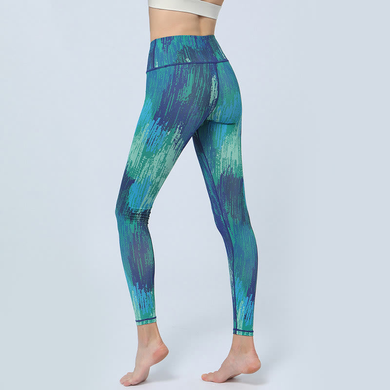 Buddha-Steine-Blätter-Muster, Sport, Fitness, Yoga, hohe Taille, Leggings für Damen