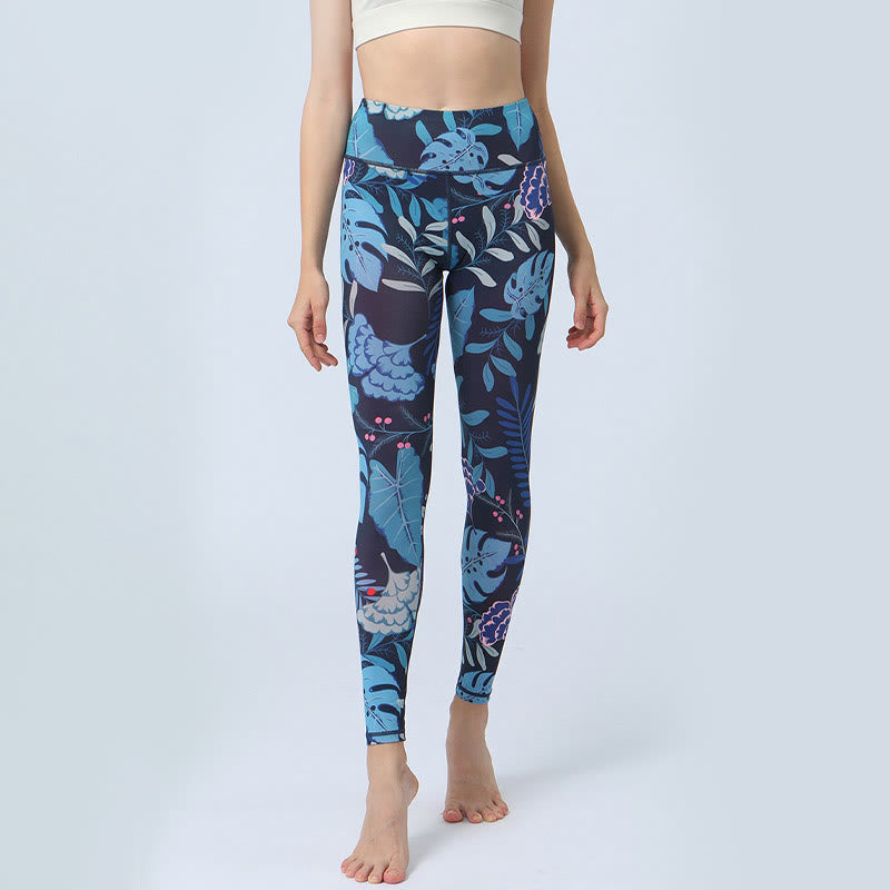Buddha-Steine-Blätter-Muster, Sport, Fitness, Yoga, hohe Taille, Leggings für Damen - image 11