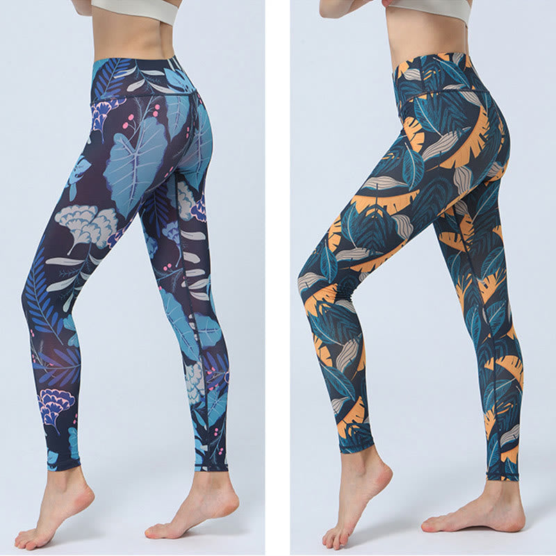 Buddha-Steine-Blätter-Muster, Sport, Fitness, Yoga, hohe Taille, Leggings für Damen - image 16