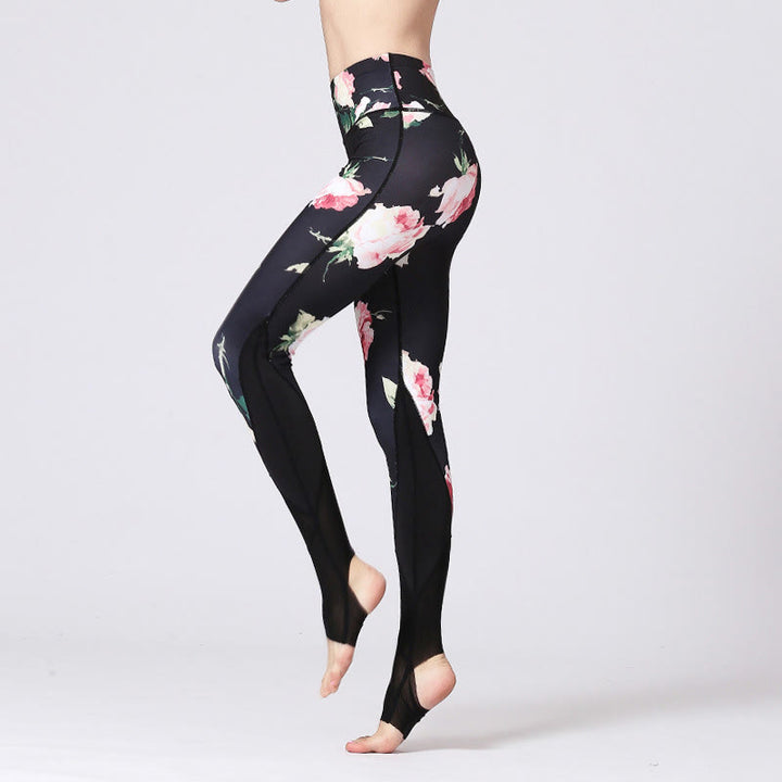Buddha Stones Rose Pfingstrose Blumendruck-Design Sport Fitness Yoga Leggings Damen Yogahose - Rose - US8-10， UK/AU12-14，EU40-42 (XL) - image 2