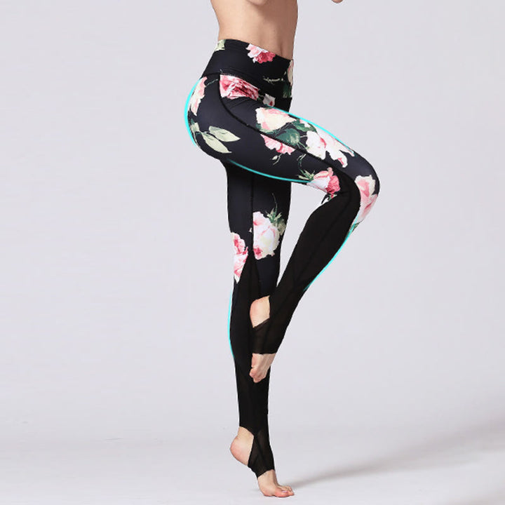 Buddha Stones Rose Pfingstrose Blumendruck-Design Sport Fitness Yoga Leggings Damen Yogahose - image 3